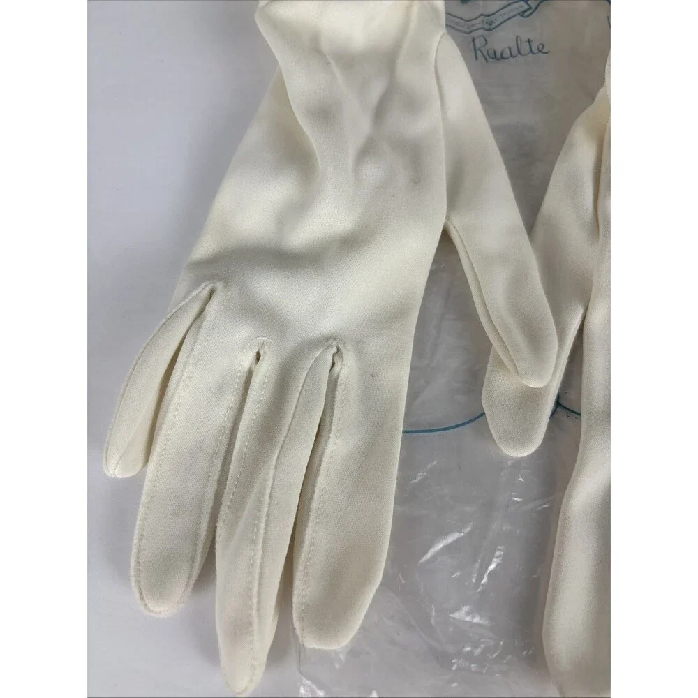 VTG Van Raalte Runched Gloves White Size 7 1/2 14